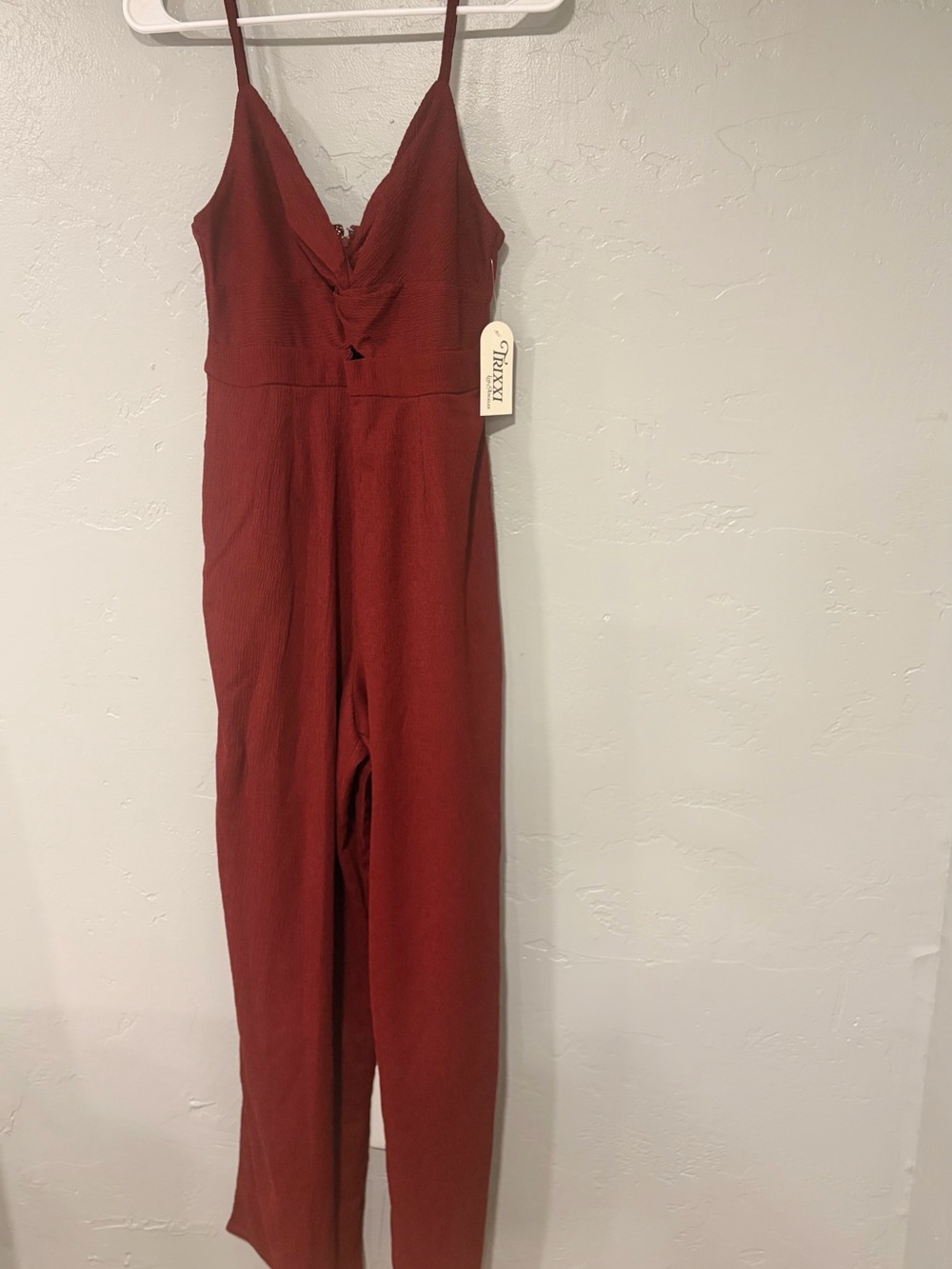 Women's Rust Red Spaghetti-Strap Jumpsuit